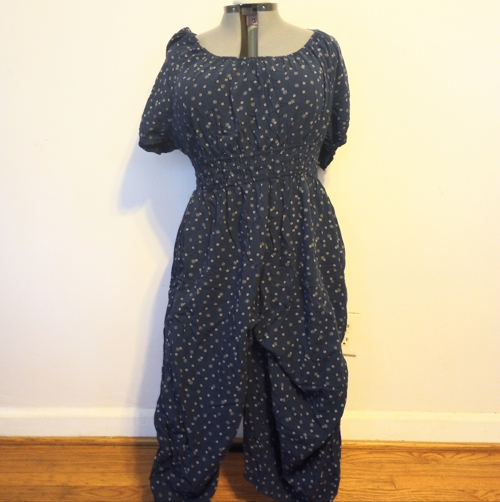 Madewell Navy Floral Jumpsuit